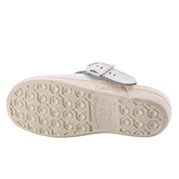 Abeba 7021 Damen Berufs-Clog Glattleder Lederinnensohle Rutschhemmende Sohle, Groesse 42, weiß - 