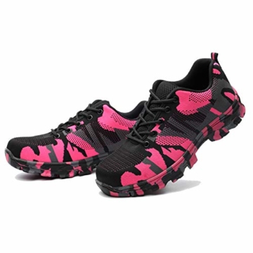 BAOLESEM Sicherheitsschuhe Herren Arbeitsschuhe Damen S3 Sportlich Leicht Atmungsaktiv Schutzschuhe Stahlkappe Schuhe, Rosa, 37 EU - 4