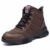 CHNHIRA Damen Herren Sportlich Leicht Stiefel Arbeitsschuhe Leder Stahlkappe Sicherheitsschuhe (EU 37 E Braun) - 1