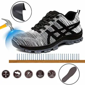 CHNHIRA Unisex Damen und Herren Arbeitsschuhe Stahlkappe Sicherheitsschuhe Leicht Sportlich und Atmungsaktiv Schutzschuhe Turnschuhe(EU 40, Grau A) - 2