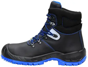 ELTEN ALESSIO blue Mid ESD S3 767541 Unisex-Erwachsene Sicherheitsstiefel, Sicherheitsschnürstiefel, Sicherheitsboots, Sicherheitsschuhe EN ISO 20345 S3 SRC, Form A Schwarz (Black/Blue), EU 42 - 