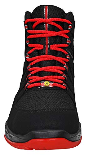 ELTEN Sicherheitsschuhe MADDOX Black-Red Mid S3, Herren, sportlich, leicht, schwarz/rot, Stahlkappe, Halbstiefel - Größe 40 - 