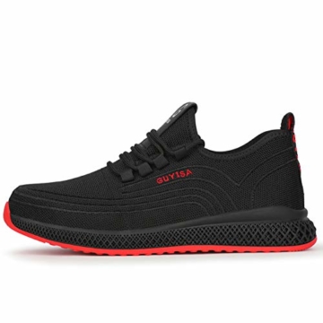 JIANYE Arbeitsschuhe S3 Herren Damen Sicherheitsschuhe mit Stahlkappe Schutzschuhe Unisex Atmungsaktiv Leicht Sneakers Schwarz-Rote 41 - 2