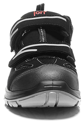 JORI 11743 Black ESD S1 Herren Arbeits & Sicherheitsschuhe, Sicherheitssandale S1, ESD, SRC, Lederfrei, Klettverschluss, Stahlkappe Schwarz (Schwarz), EU 45 - 