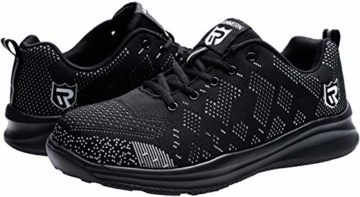 LARNMERN Sicherheitsschuhe, Arbeitsschuhe Herren und Damen S1 leichte Schutzschuhe Stahlkappe Sportschuhe atmungsaktiv, Schwarz - Black Cc - Größe: 6.5 UK - 