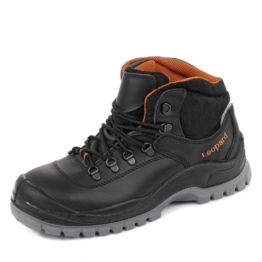 Leopard 12450 S3 Sicherheitsstiefel EN ISO 20345 mi Stahlkappe Durchtrittschutz, Groesse 42, schwarz/orange -