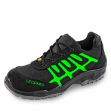 Leopard E0435 S1 ESD Herren Sicherheitshalbschuh aus Nylonmaterial Textilfutter, Groesse 43, schwarz/neongrün -