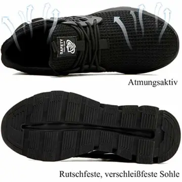 Nasonberg Arbeitsschuhe Herren s3 Sicherheitsschuhe Herren Damen Leicht Schutzschuhe mit Stahlkappen Sportlich, 01Schwarz X43 EU - 3