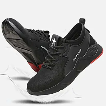 Nasonberg Sicherheitsschuhe Herren Damen Arbeitsschuhe mit Stahlkappe Leicht Arbeitsschutzschuhe Atmungsaktiv Schutzschuhe Sportlich Stahlkappenschuhe Unisex, Schwarz, 43 EU(265) - 6