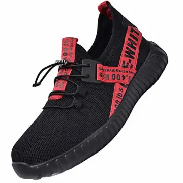 Nasonberg Sicherheitsschuhe Herren Damen Arbeitsschuhe mit Stahlkappe Leicht Arbeitsschutzschuhe Atmungsaktiv Schutzschuhe Sportlich Stahlkappenschuhe Unisex Schwarz rot 41EU - 1