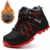 Outdoorschuhe Damen Schwarz Wasserdicht Schutzschuhe Herren Arbeitsschuhe mit Stahlkappe S3 Leicht Comfort Sicherheitsschuhe rutschfest Sportlich Jogger Sneaker Frauen Männer,01-SchwarzRot hoch,41EU -