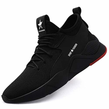 SUADEEX Arbeitsschuhe Herren Damen Sicherheitsschuhe S3 Stahlkappe Atmungsaktiv Leicht Sportlich Schutzschuhe,04 Schwarz,46EU -