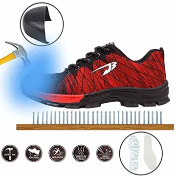 SUADEEX Sicherheitsschuhe Herren S3 Arbeitsschuhe Damen Leicht Sportlich Schutzschuhe mit Stahlkappe Anti-Smashing Unisex,536-Rot,43 EU - 