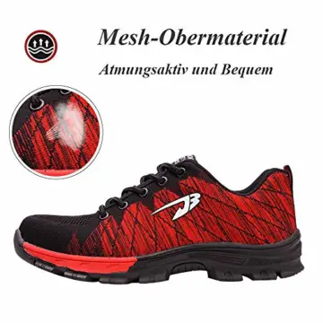 SUADEEX Sicherheitsschuhe Herren S3 Arbeitsschuhe Damen Leicht Sportlich Schutzschuhe mit Stahlkappe Anti-Smashing Unisex,536-Rot,43 EU - 