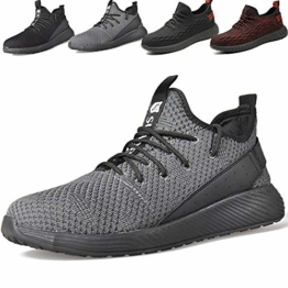 SUADEEX Sicherheitsschuhe Herren Arbeitsschuhe Damen s3 Stahlkappe Schutzschuhe mit Stahlkappen Leicht Atmungsaktiv,3 Grau,42EU -