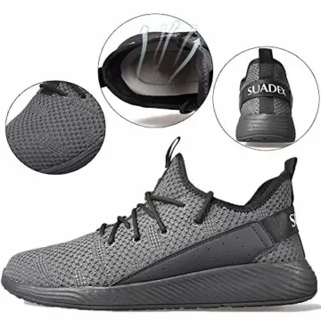 SUADEEX Sicherheitsschuhe Herren Arbeitsschuhe Damen s3 Stahlkappe Schutzschuhe mit Stahlkappen Leicht Atmungsaktiv,3 Grau,42EU - 