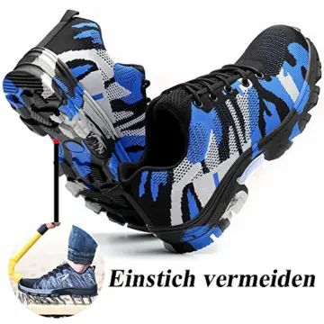 SUADEEX Sicherheitsschuhe Herren Damen Arbeitsschuhe Leicht Sportlich Schutzschuhe mit Stahlkappe, Blau, 43 EU - 