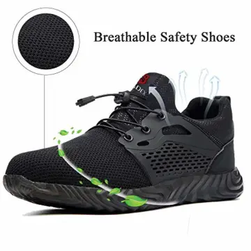 SUADEEX Sicherheitsschuhe Herren s3 Arbeitsschuhe Damen Leicht Atmungsaktiv Schutzschuhe mit Stahlkappe Sportlich Schuhe,02-Schwarz,41 EU - 