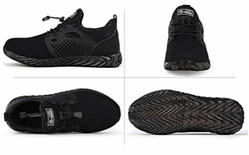 tqgold Herren Damen S3 Sicherheitsschuhe Leicht Sportlich Arbeitsschuhe Schutzschuhe mit Stahlkappe Breathable Comfortable rutschfeste Schuhe(Schwarz,Größe 48) - 5