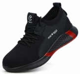 tqgold® Sicherheitsschuhe Herren Damen Arbeitsschuhe mit Stahlkappen S3 Arbeitsschuhe Leicht Atmungsaktive Sportlich Sneaker Schutzschuhe(8191Schwarz, 41) - 1