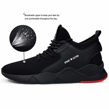 TQGOLD® Sicherheitsschuhe Herren Damen S3 Arbeitsschuhe Leicht Sportlich Sneaker Schutzschuhe mit Stahlkappe Schwarz Größe 42 - 2