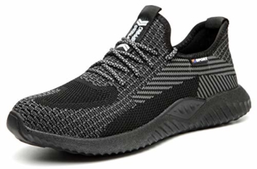 TQGOLD®Sicherheitsschuhe Arbeitsschuhe Herren Damen Leicht S3 Sportlich Schutzschuhe mit Stahlkappe Atmungsaktiv Schwarz 44 - 1